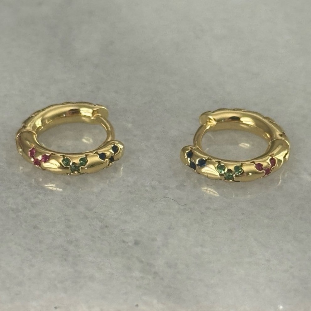 Gold Colorful Small Huggie Hoop Earrings 

Brand New - Picture 5 of 5